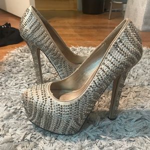 Studded Rhinestone Sparkle Heels Platforms WORN 1x